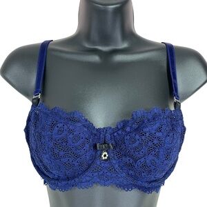 Montelle Elegant Blue Lace Bra – Everyday Comfort & Style size 32E